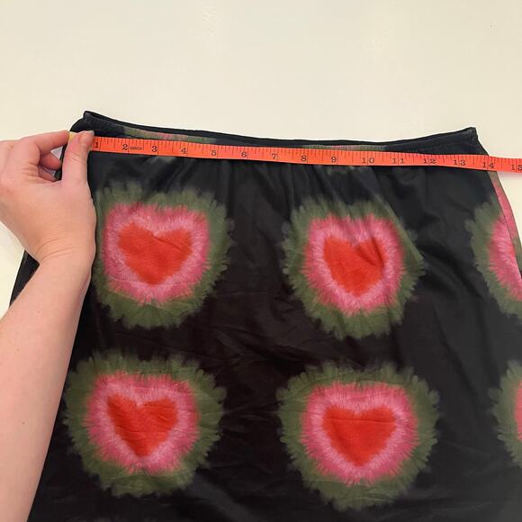 NWT Pretty Garbage Sweet Affection Skirt Medium Mini Mesh Heart Lettuce Edge 90s - Picture 7 of 8
